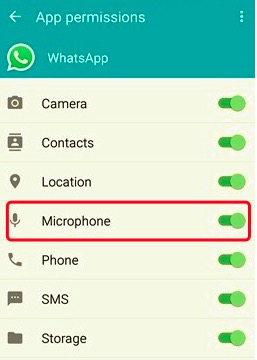 السماح بإذن ميكروفون WhatsApp لإصلاح صوت WhatsApp أو مكالمة الفيديو بلا صوت
