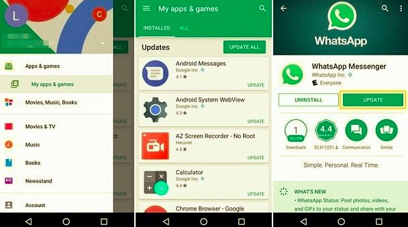 قم بتحديث WhatsApp على Android لإصلاح WhatsApp لا يعمل