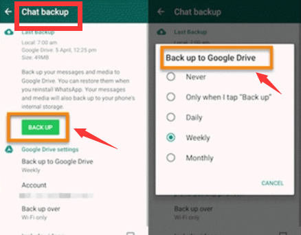 إلغاء تنشيط النسخ الاحتياطية التلقائية في Google Drive باستخدام WhatsApp