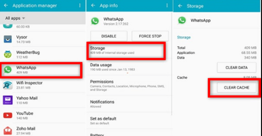 مسح ذاكرة التخزين المؤقت لتطبيق WhatsApp