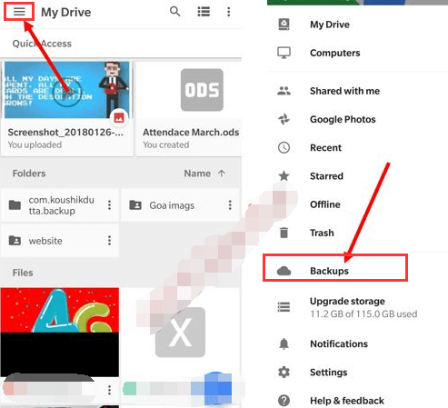 استعادة مقاطع الفيديو المحذوفة باستخدام النسخ الاحتياطية في Google Drive