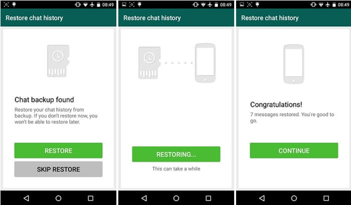 استعادة سجل دردشة Whatsapp من Samsung