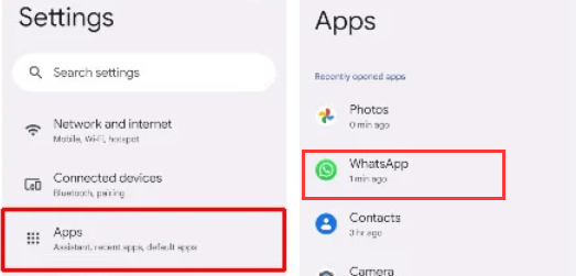 ابحث عن WhatsApp في إعدادات Android