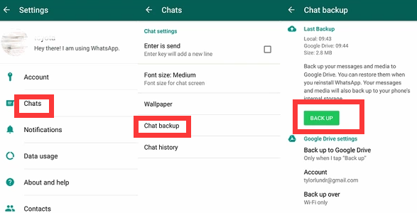 نسخ رسائل WhatsApp احتياطيًا على Android إلى Google Drive يدويًا