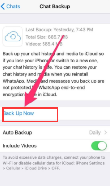 نسخ احتياطي لتطبيق WhatsApp باستخدام iCloud
