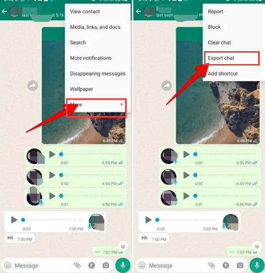 تصدير WhatsApp Chat من iPhone باستخدام البريد الإلكتروني