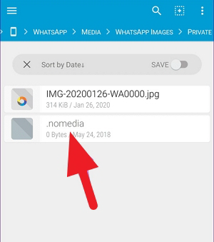 طرق إصلاح "عدم ظهور مقاطع فيديو WhatsApp في المعرض" - حذف ملفات NOMEDIA